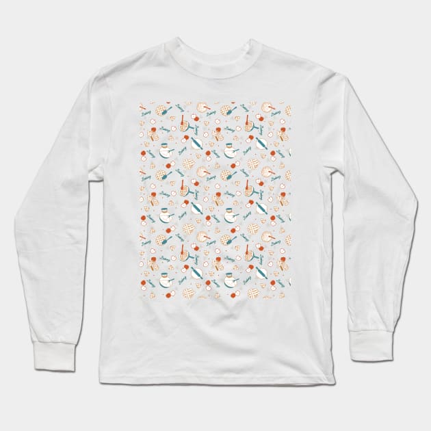 Apple Pie Lover Pattern Long Sleeve T-Shirt by FlinArt